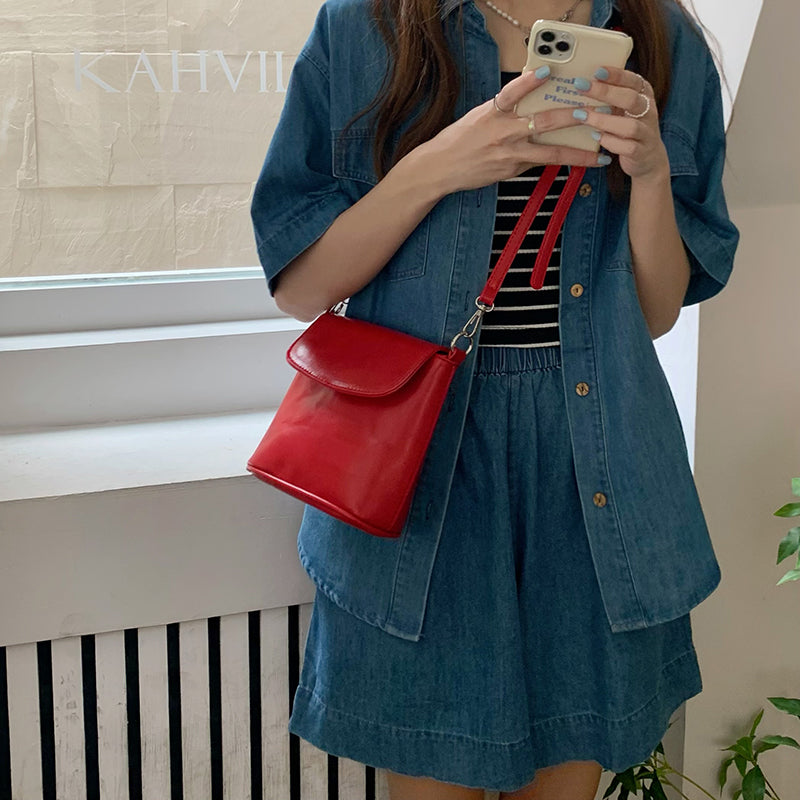 Red Solid One Handle Sling Bag