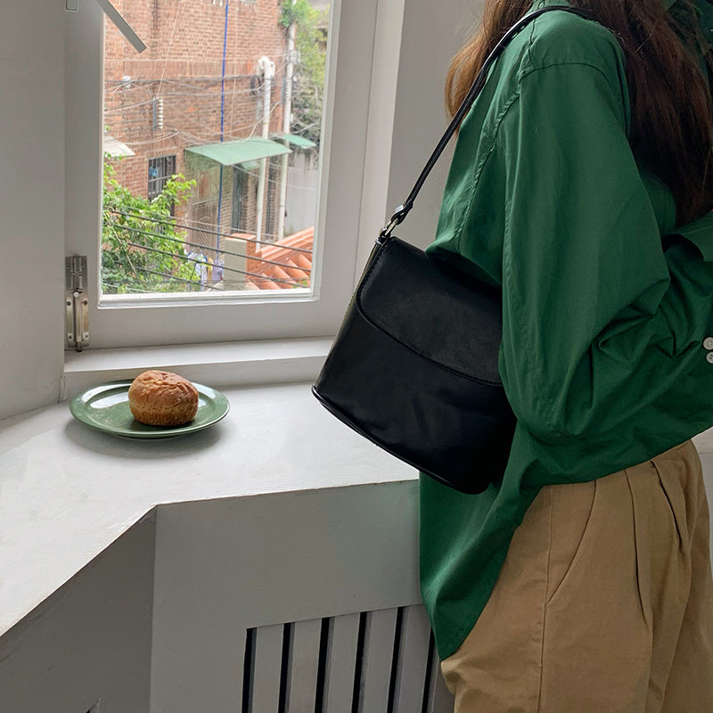 Black Solid One Handle Sling Bag