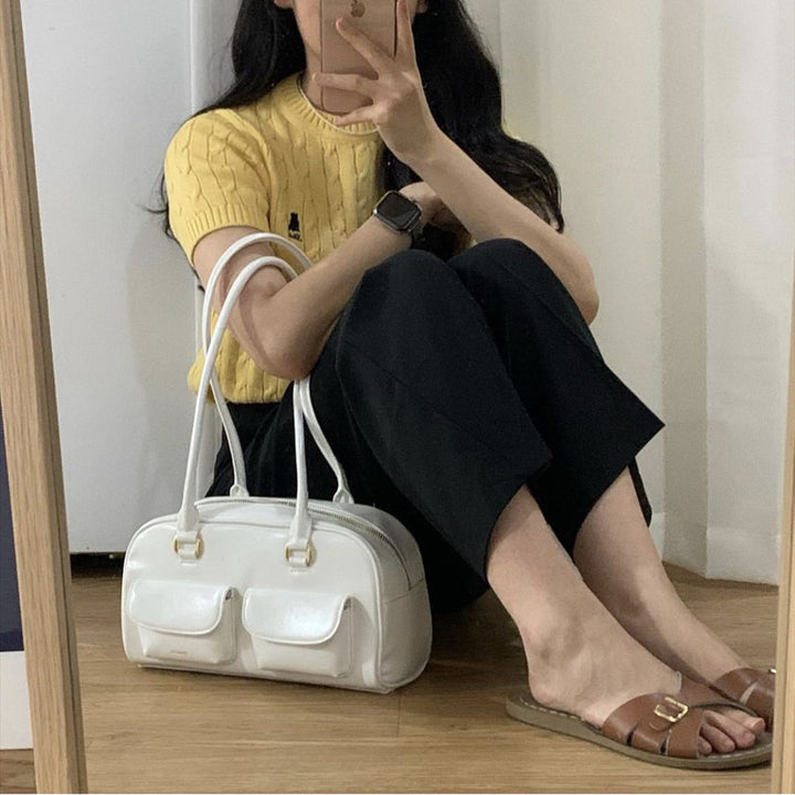 Structured Shoulder Bag with Applique