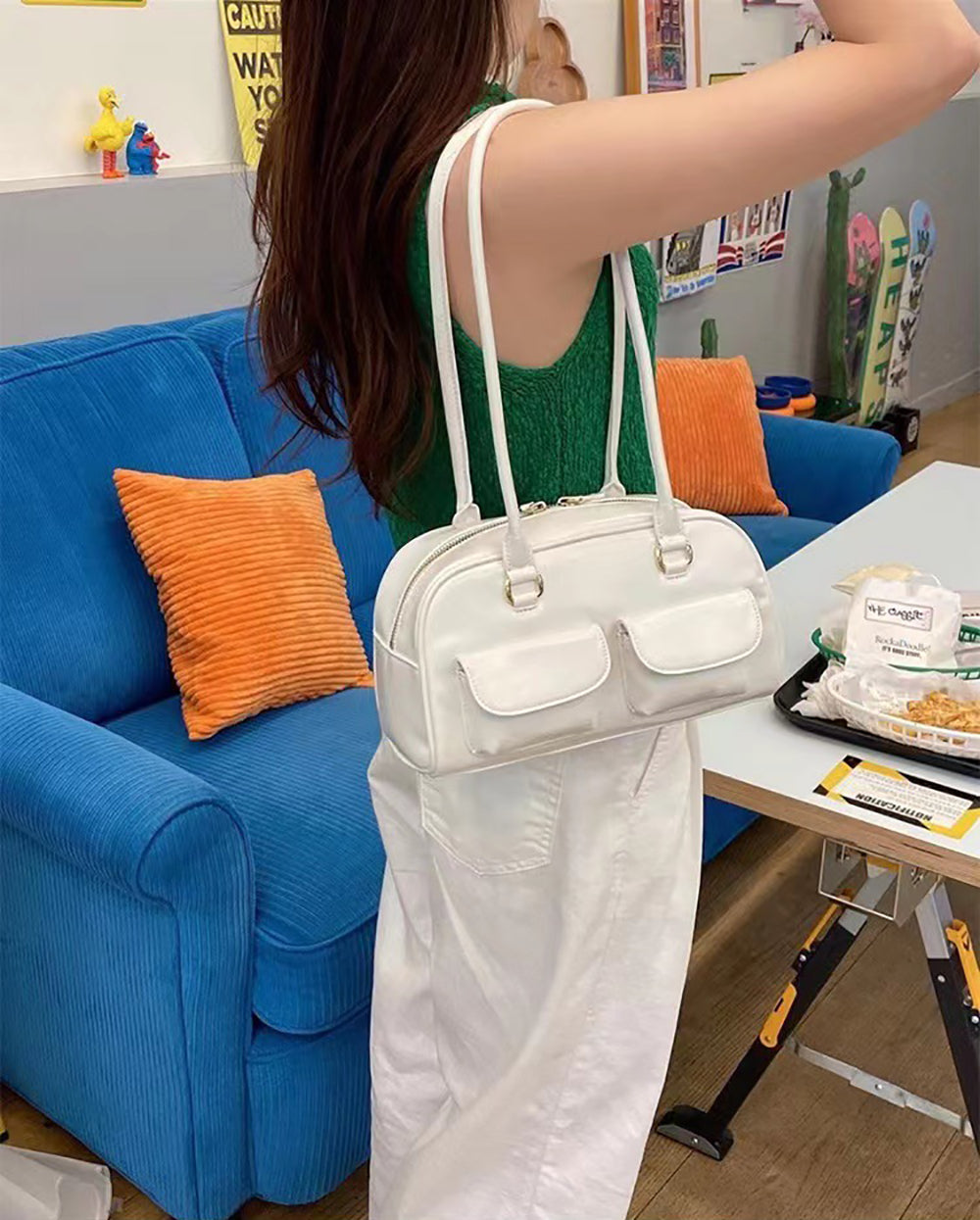 Structured Shoulder Bag with Applique