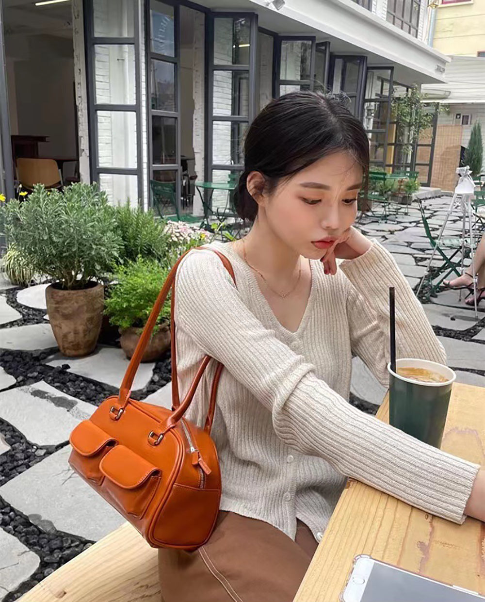 Structured Shoulder Bag with Tasselled