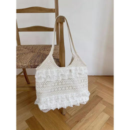 Off White Solid Two Handles Tote Bag