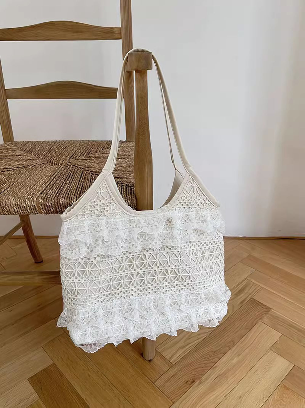Off White Solid Two Handles Tote Bag