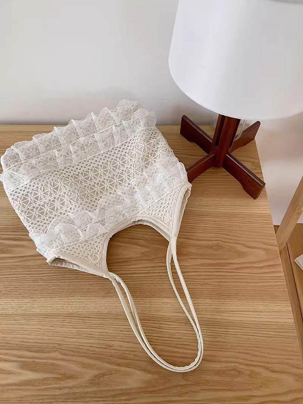 Off White Solid Two Handles Tote Bag