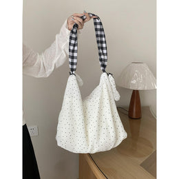 White Printed Two Handles Shoulder Bag