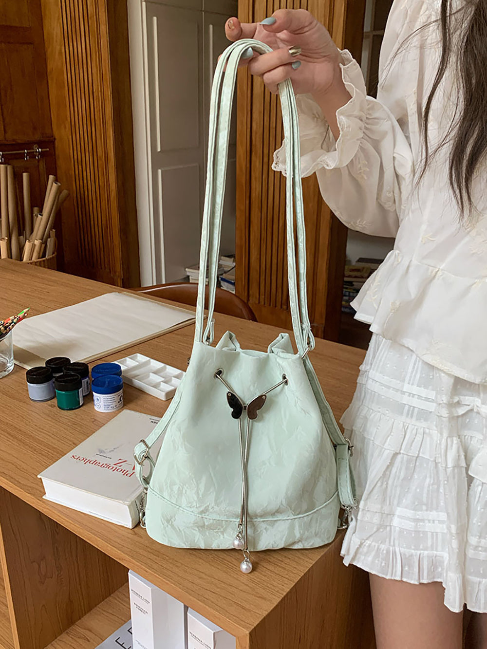 Green Solid One Handle Sling Bag