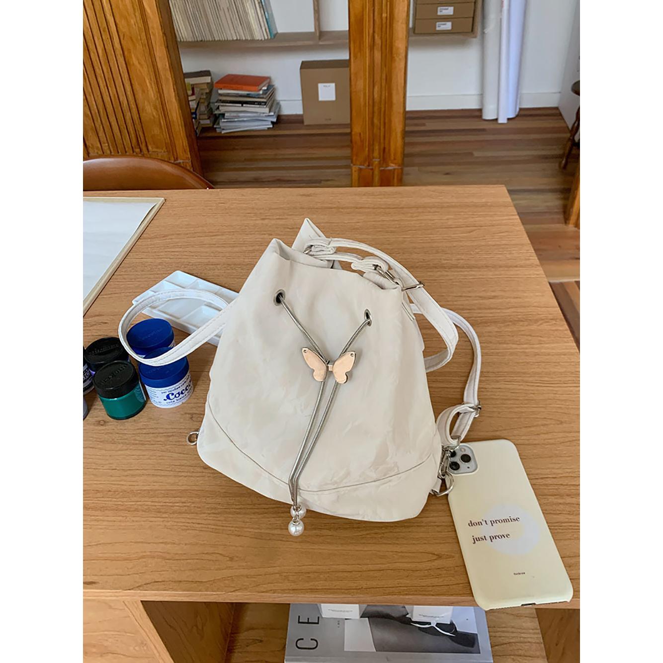 White Solid One Handle Sling Bag