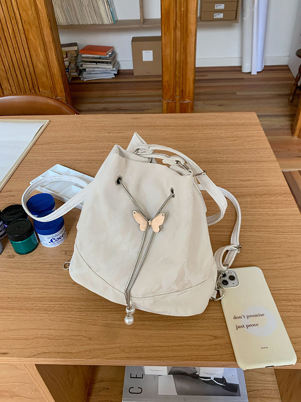 White Solid One Handle Sling Bag