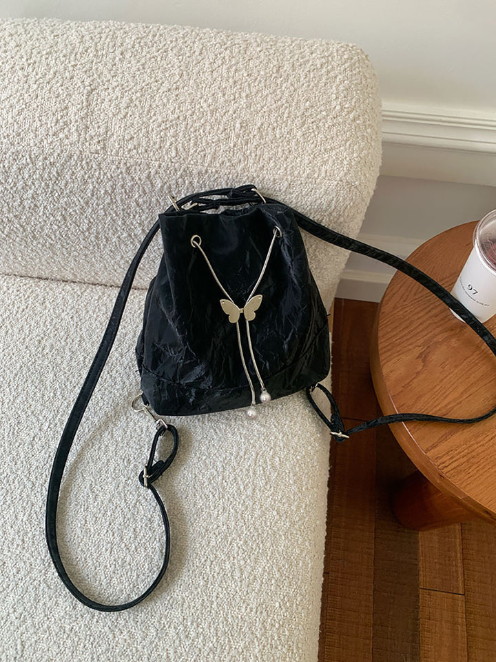 Black Solid One Handle Sling Bag