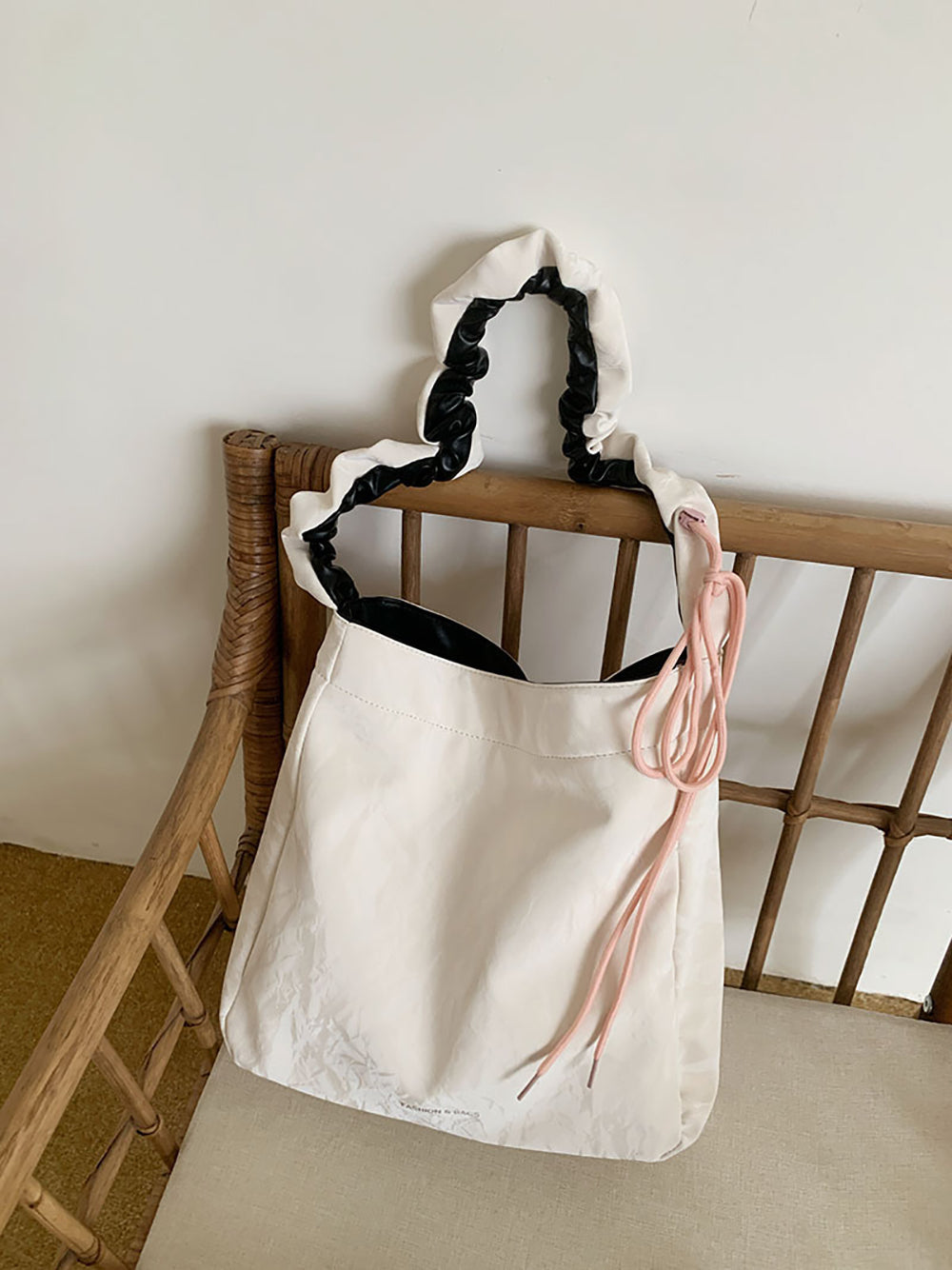 White Solid Two Handles Shoulder Bag