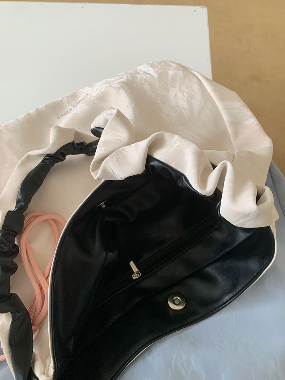 White Solid Two Handles Shoulder Bag