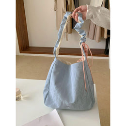 Blue Solid Two Handles Shoulder Bag