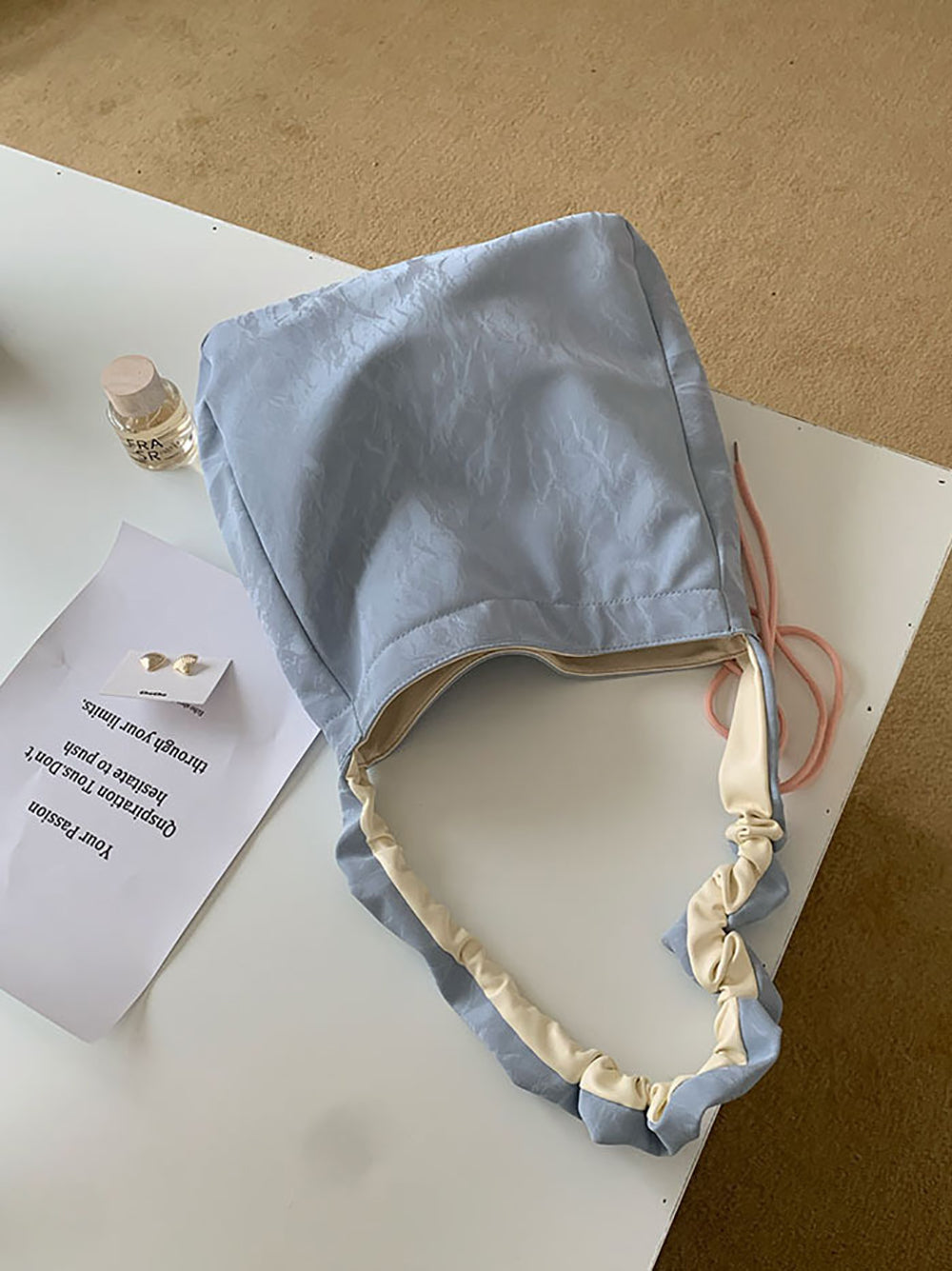 Blue Solid Two Handles Shoulder Bag