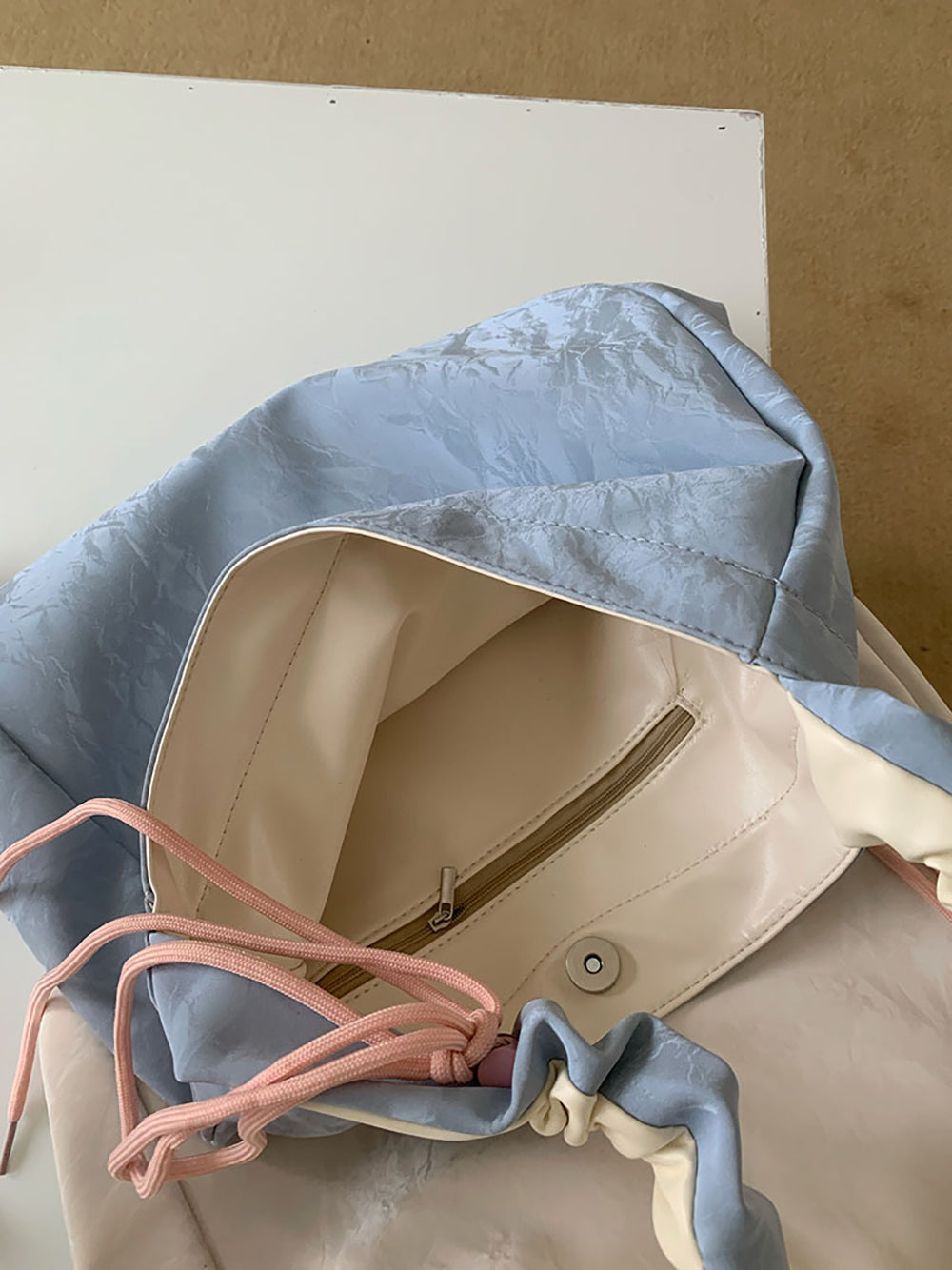 Blue Solid Two Handles Shoulder Bag