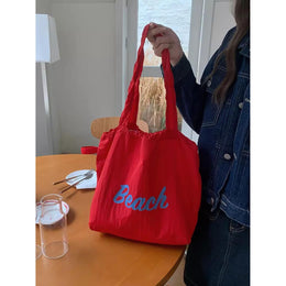 Red Printed Two Handles Shoulder Bag