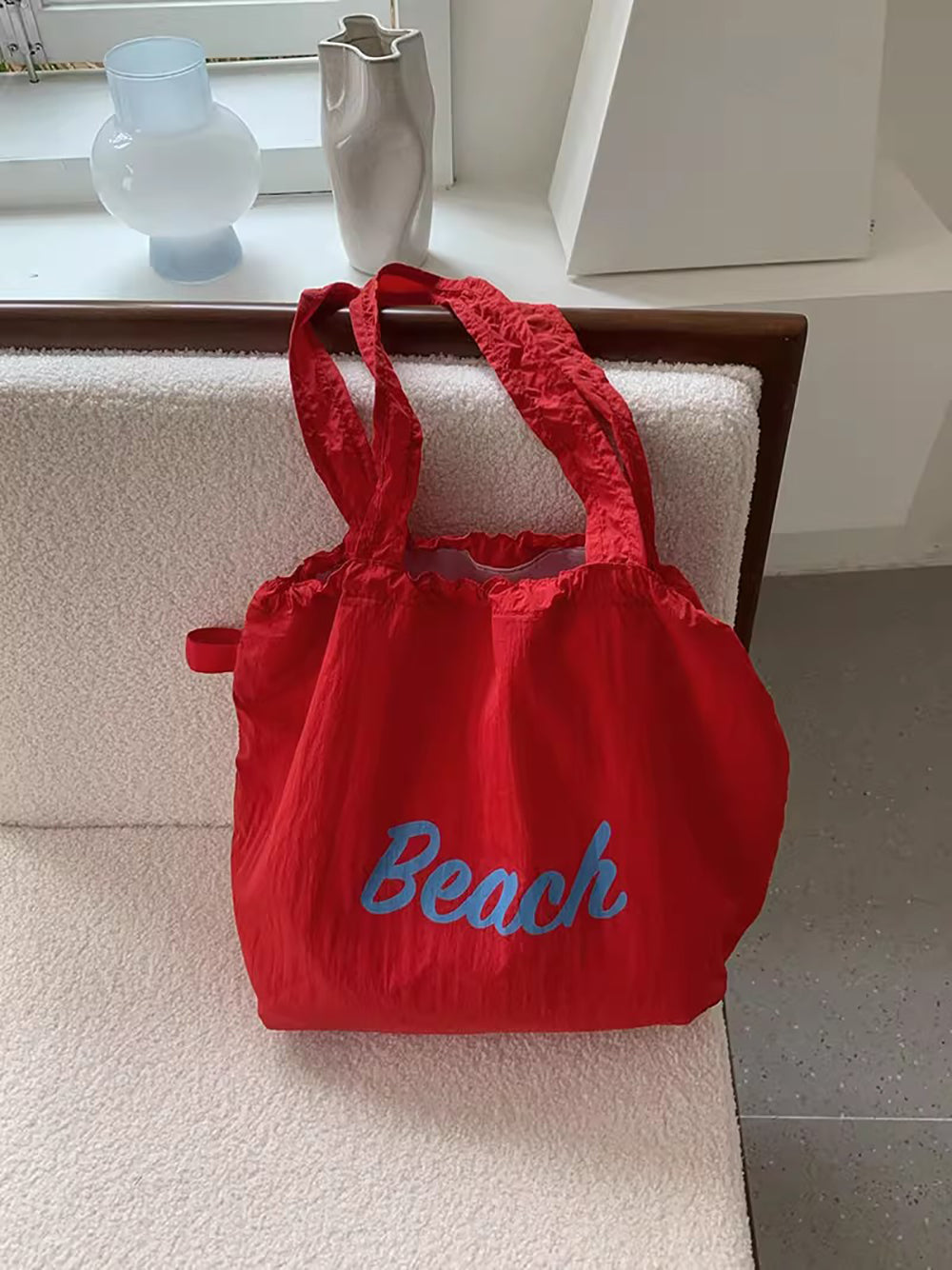 Red Printed Two Handles Shoulder Bag