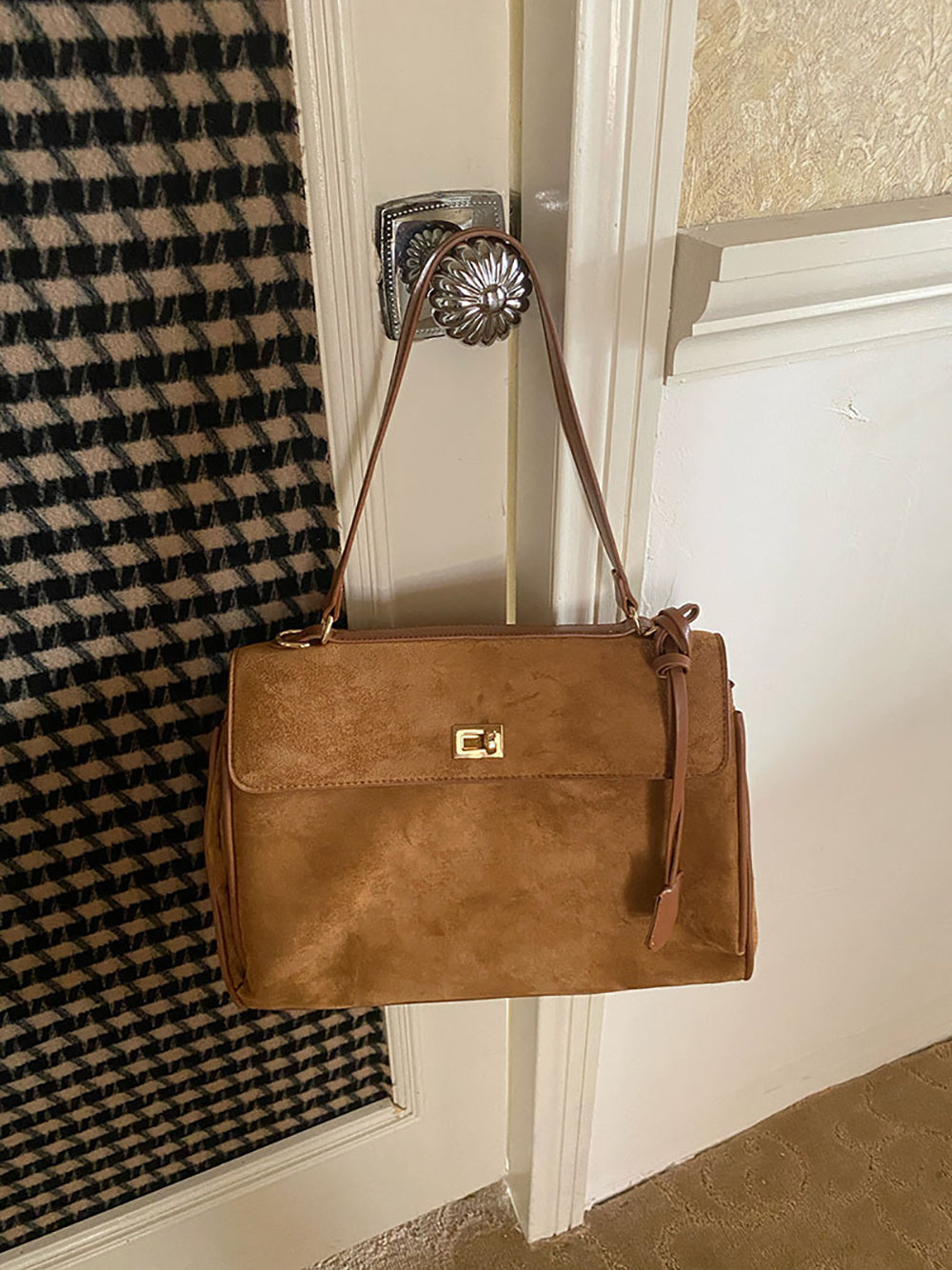 Brown Solid One Handle Sling Bag