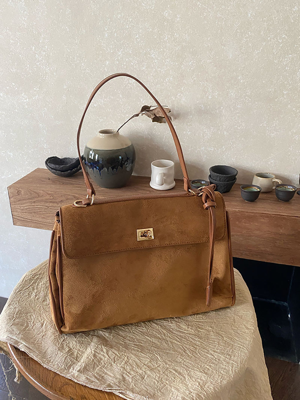 Brown Solid One Handle Sling Bag