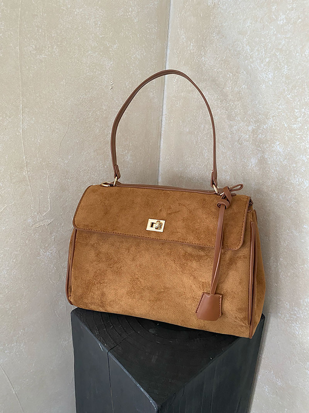 Brown Solid One Handle Sling Bag