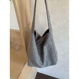 Grey Solid Two Handles Shoulder Bag