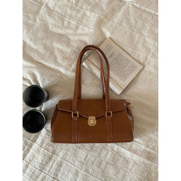 Brown Solid Two Handles Shoulder Bag