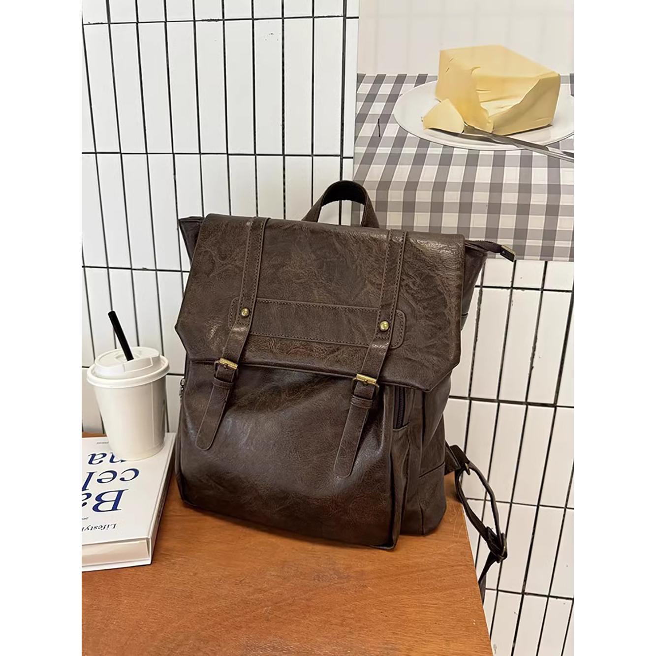 Coffee Solid Two Handles Shoulder Bag