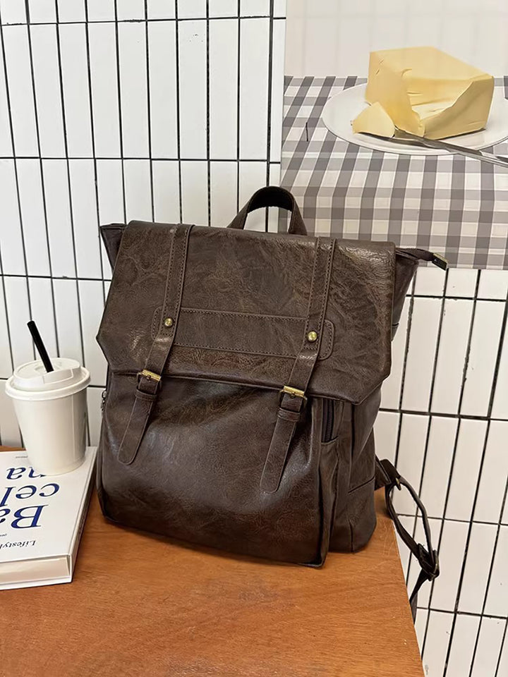 Coffee Solid Two Handles Shoulder Bag