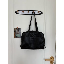 Black Solid Two Handles Sling Bag