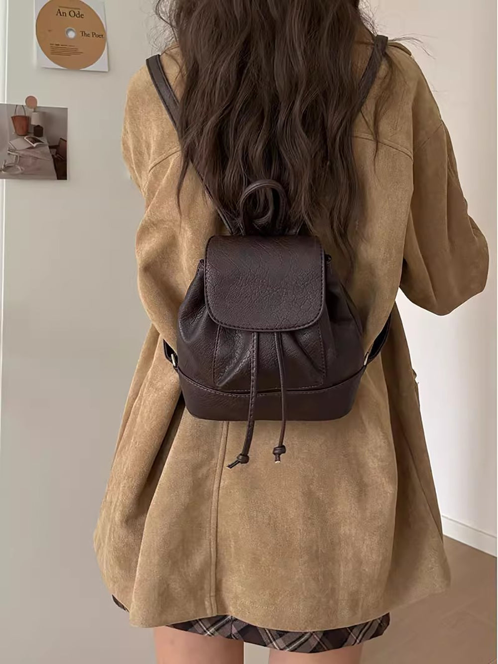 Coffee Solid Two Handles Shoulder Bag