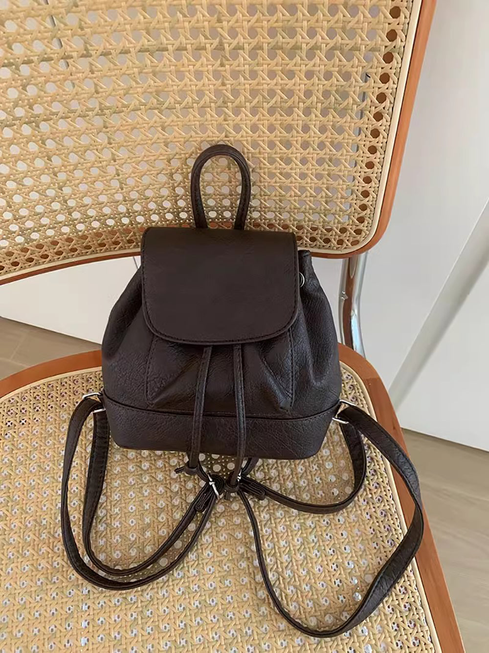Coffee Solid Two Handles Shoulder Bag