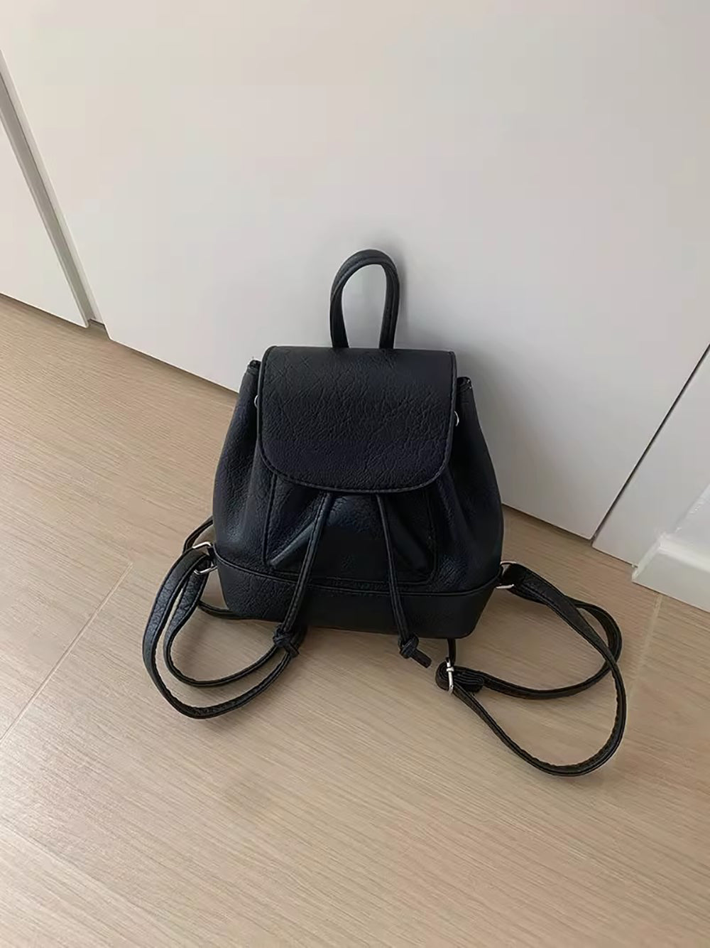 Black Solid Two Handles Shoulder Bag