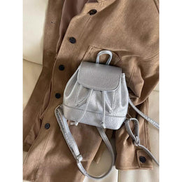 Silver Solid Two Handles Shoulder Bag