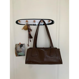 Coffee Solid Two Handles Shoulder Bag