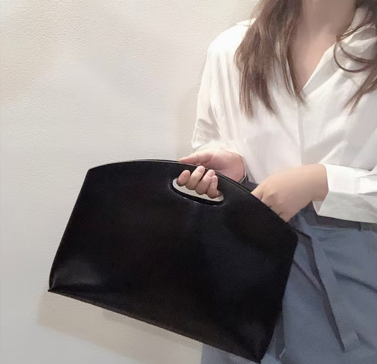 Black Solid One Handle Sling Bag