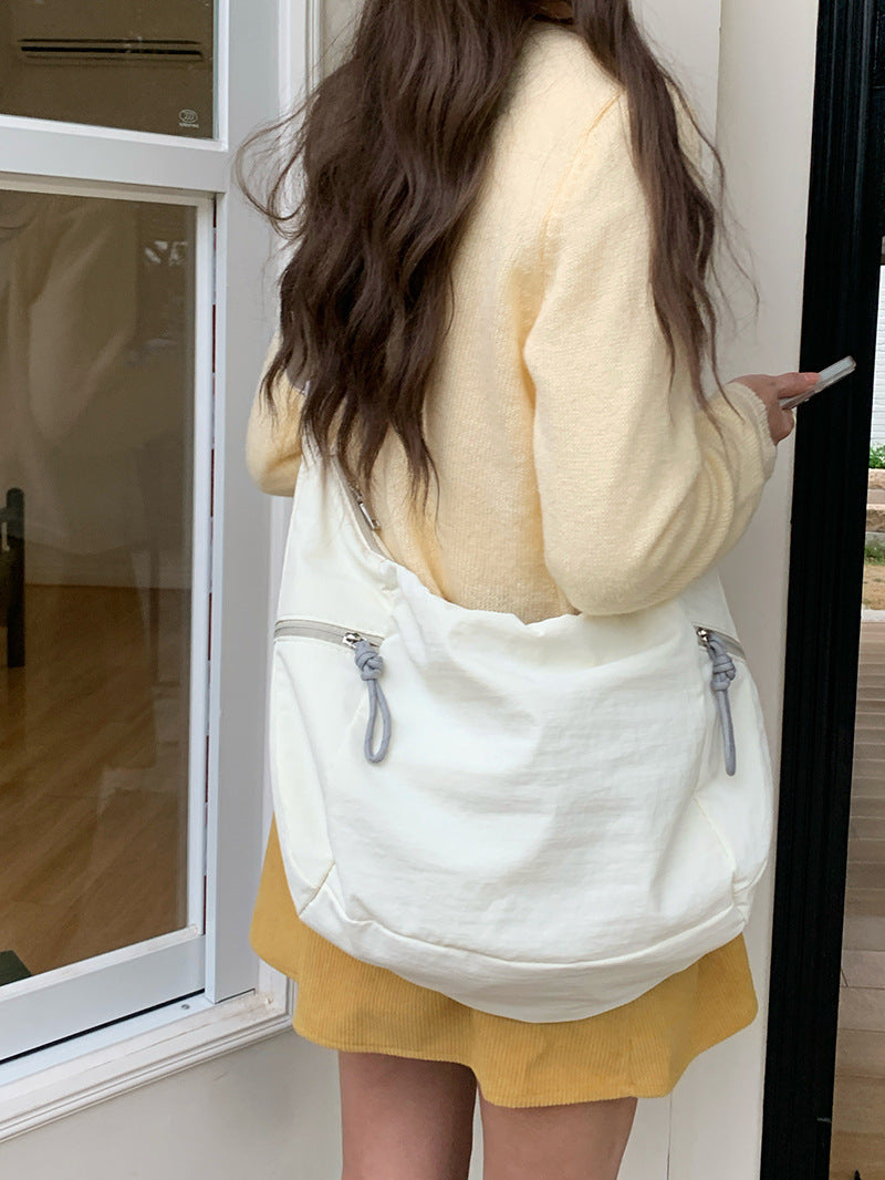 White Solid One Handle Sling Bag
