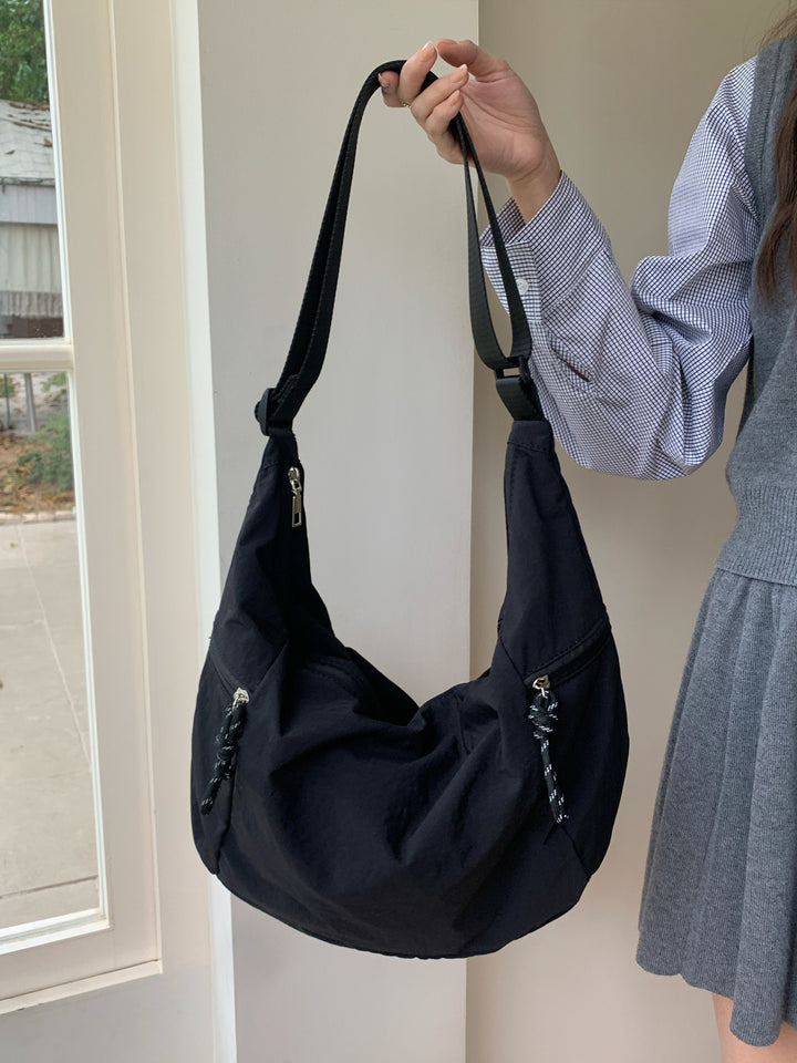 Black Solid One Handle Sling Bag