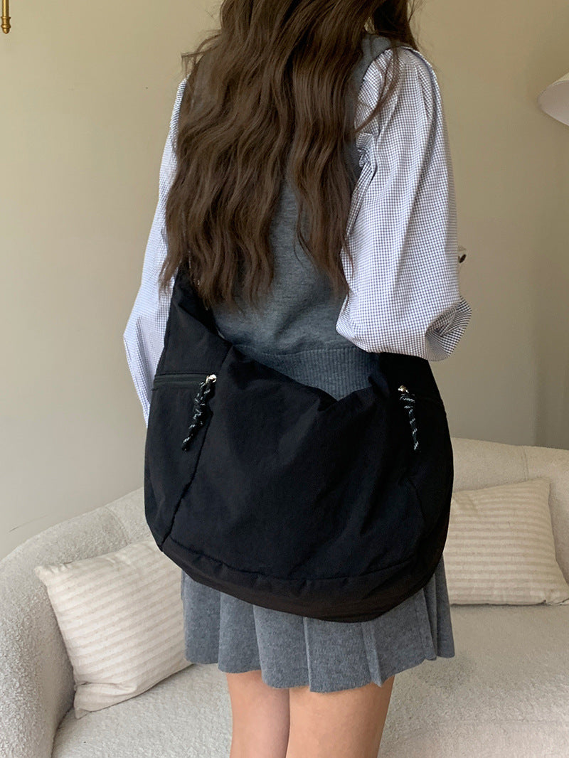 Black Solid One Handle Sling Bag