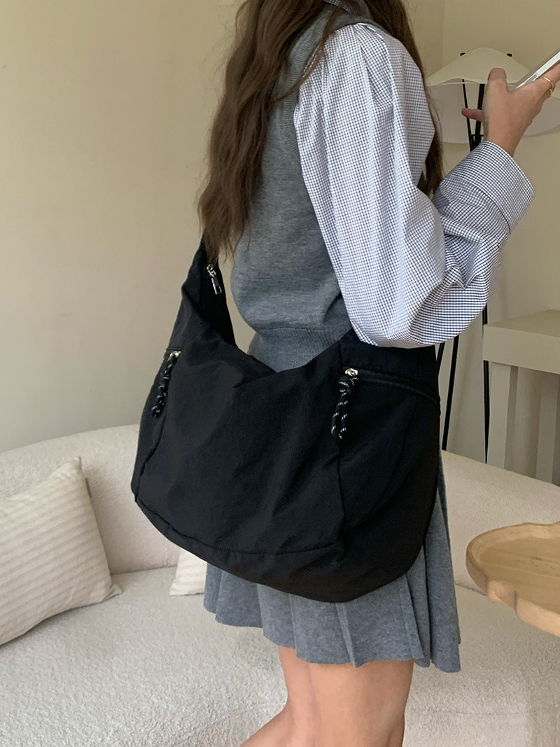 Black Solid One Handle Sling Bag