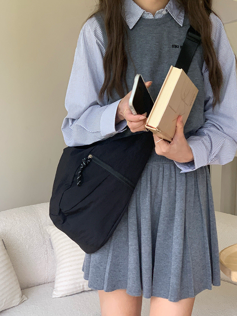 Black Solid One Handle Sling Bag