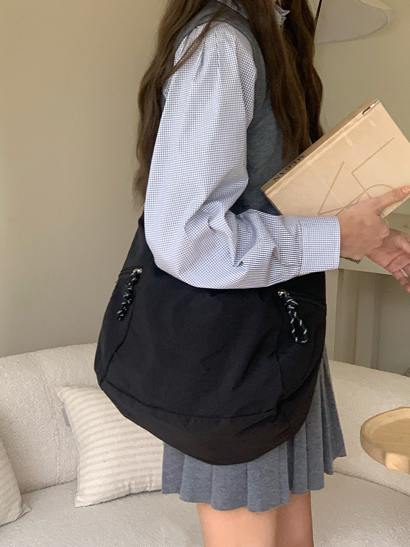 Black Solid One Handle Sling Bag