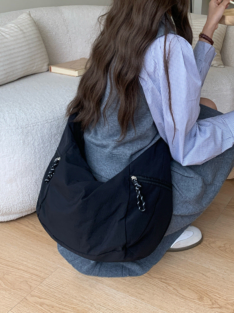Black Solid One Handle Sling Bag