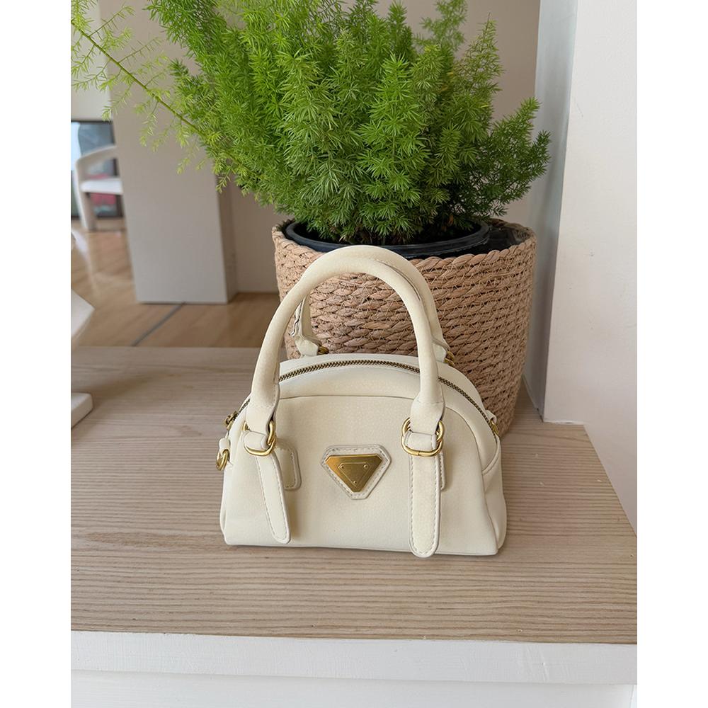 White Solid Two Handles Tote Bag