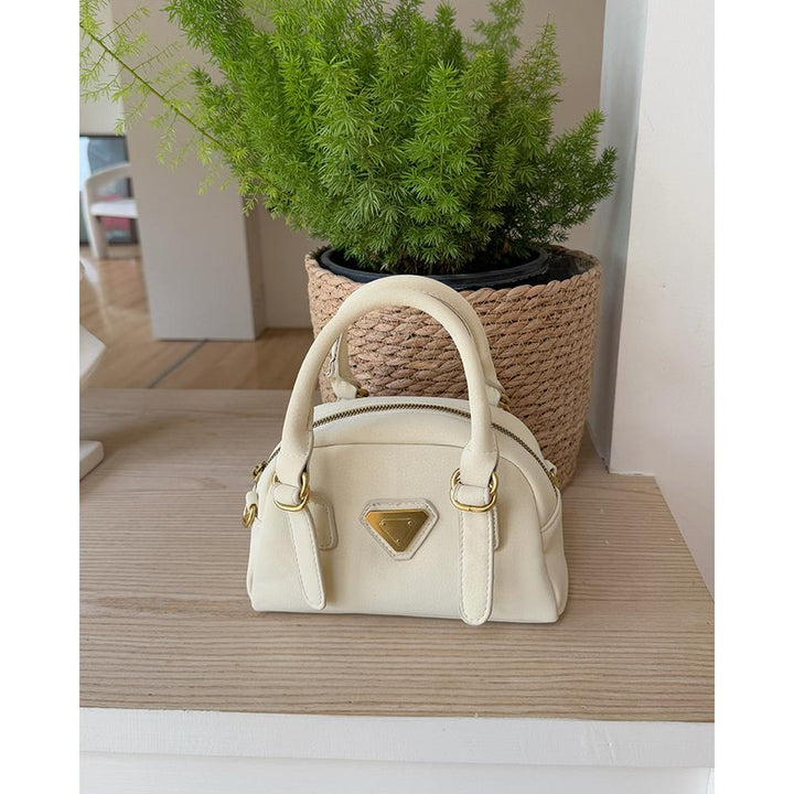 White Solid Two Handles Tote Bag