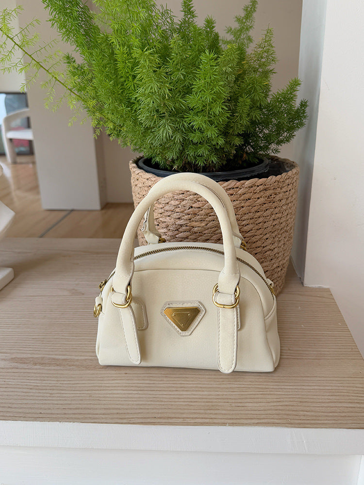 White Solid Two Handles Tote Bag