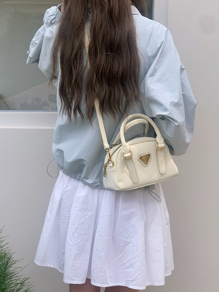 White Solid Two Handles Tote Bag