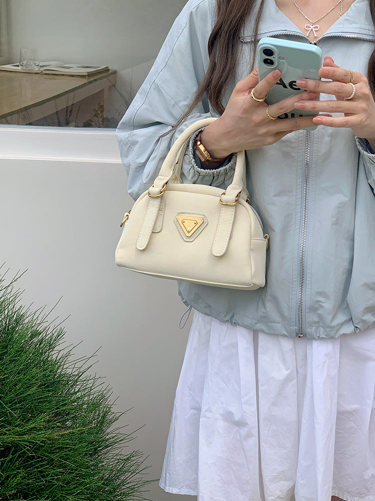 White Solid Two Handles Tote Bag