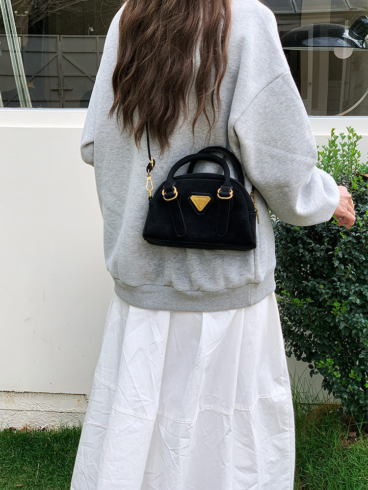 Black Solid Two Handles Tote Bag