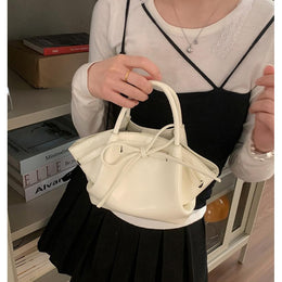 Off White Solid Two Handles Sling Bag