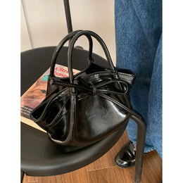 Black Solid Two Handles Sling Bag