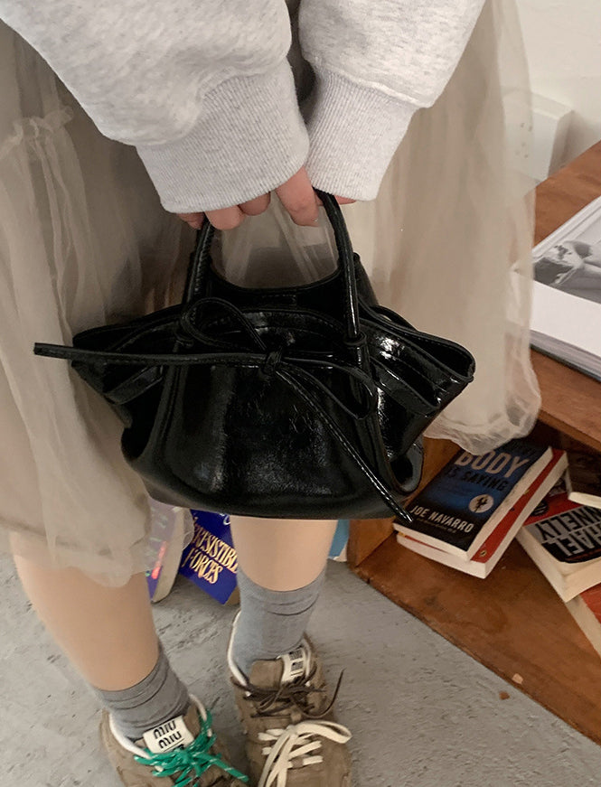 Black Solid Two Handles Sling Bag